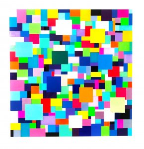 The flowers on my balcony, 2020, acrilico su perspex montato su alluminio, 125x115 cm