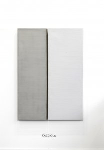 Cemento Nanodur Chromatarm bianco e grigio su tela, 2017, 160x115 cm