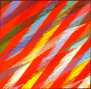 "Fra le righe" II, 1991, olio su tela, 38x37,5 cm
