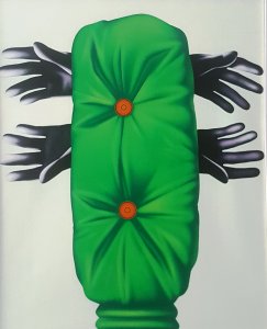 L'idolo verde, 1970, acrilico su tela, 64x81 cm