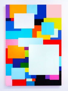 City for crazy boys, 2015, acrilico e plexi su tela su tavola,  160x110 cm